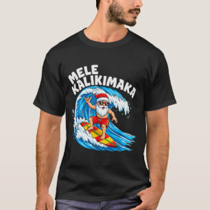 Camiseta Santa surfeando Mele Kalikimaka Navidad Hawaiana