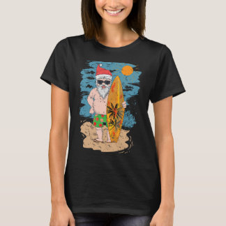 Camiseta Santa surfista de playa divertido verano Hawaii Na