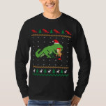 Camiseta Santa T-Rex comiendo reno Dinosaurio Fea Christma<br><div class="desc">Dulosaurio de reno de Santa T-Rex Navidades feos suéter</div>