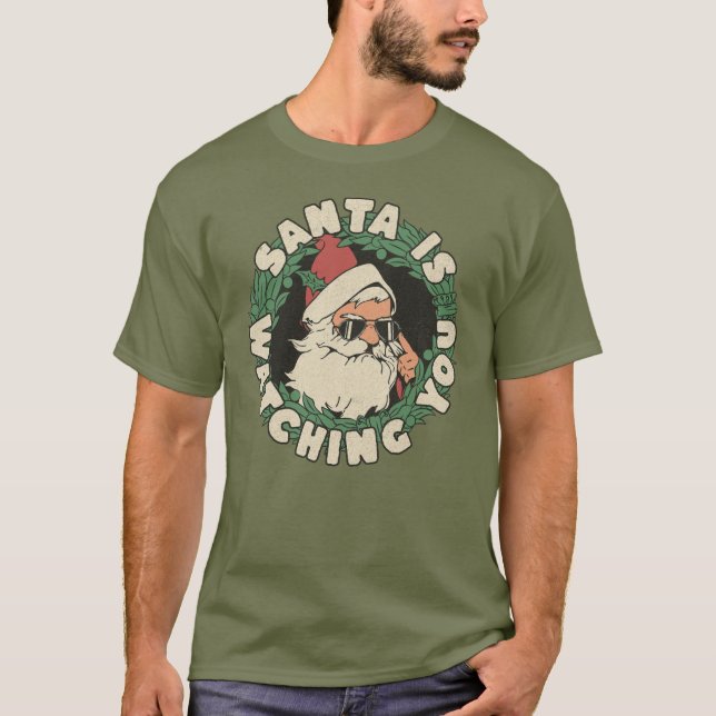 Camiseta Santa te está viendo divertida festividad de Navid (Anverso)