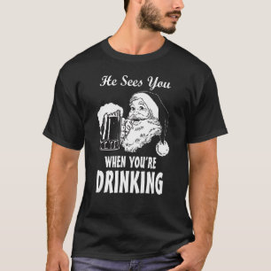 Camiseta Santa te ve cuando bebes Navidades graciosos