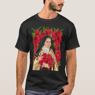 Camiseta Santa Teresa de Lisieux Flor Rosa Cristiana Católi