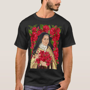 Camiseta Santa Teresa de Lisieux Flor Rosa Cristiana Católi