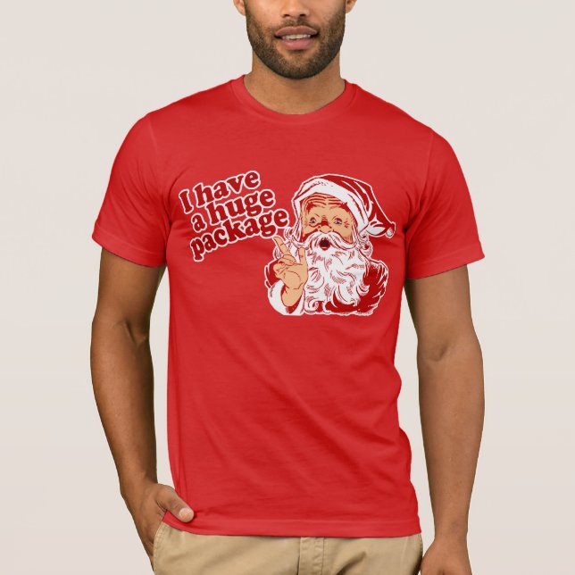 Camiseta Santa tiene un paquete enorme (Anverso)