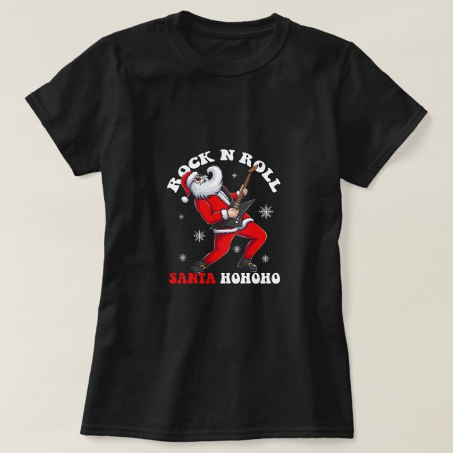 Camiseta santa toca guitarra rock and rol (Diseño del anverso)