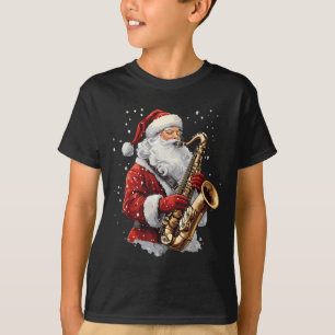 Camiseta Santa tocando el saxofón Músico de Navidad Saxofon