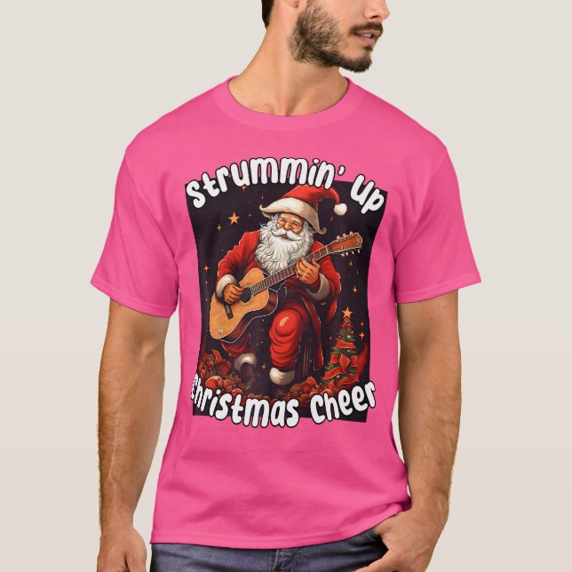 Camiseta Santa tocando guitarra acústica - Strummin Up Chri (Anverso)