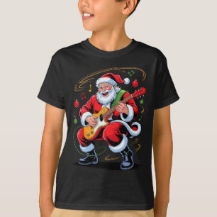 Camiseta Santa tocando la guitarra divertido día festivo Na