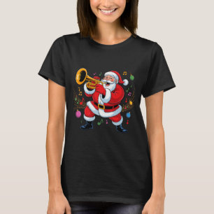 Camiseta Santa tocando la trompeta Divertida Navidad Chrism