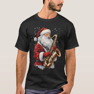 Camiseta Santa tocando saxofón Músico de Navidad Saxofonist