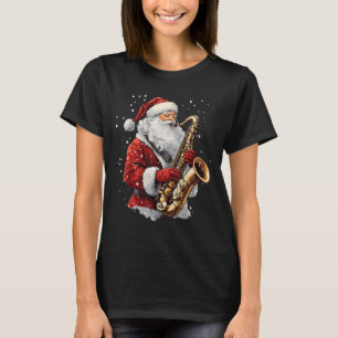 Camiseta Santa tocando saxofón Músico de Navidad Saxofonist