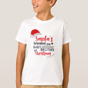 Camiseta Santa trayendo al hermano bebé   Niños divertidos