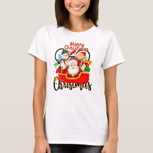 Camiseta Santa Trineo Feliz Navidad Dibujos Animados