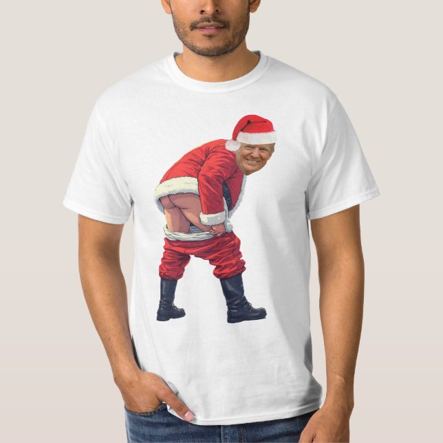 Camiseta Santa Trump Build The Wall  Funny political  (Anverso)