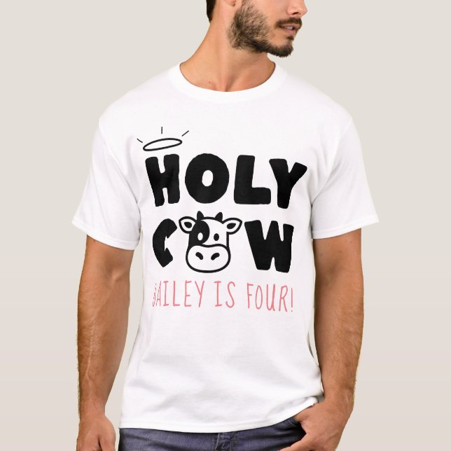 Camiseta Santa vaca, nombre personalizado y fiesta de cumpl (Anverso)