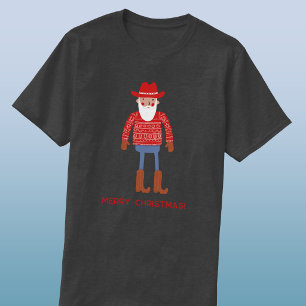 Camiseta Santa Vaquero Texto Personalizado Navidad