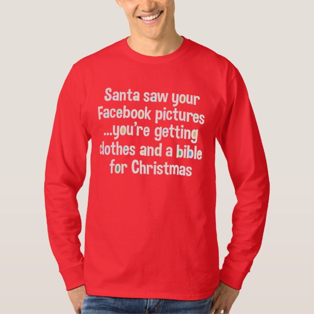 Camiseta Santa vio que su Facebook representa… (Anverso)