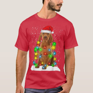 Camiseta Santa Vizsla Christmas Light Pajama Dog Xmas Match