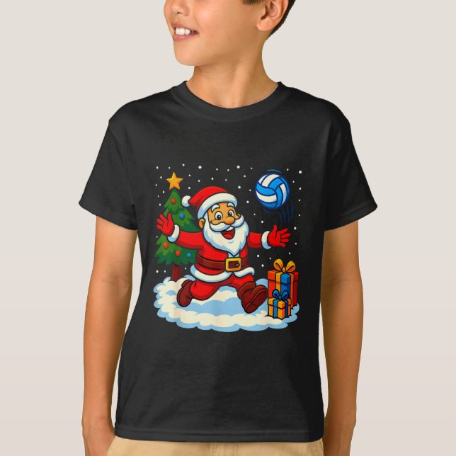 Camiseta Santa Volleyball Playing Srt Christmas Tree Xmas P (Anverso)