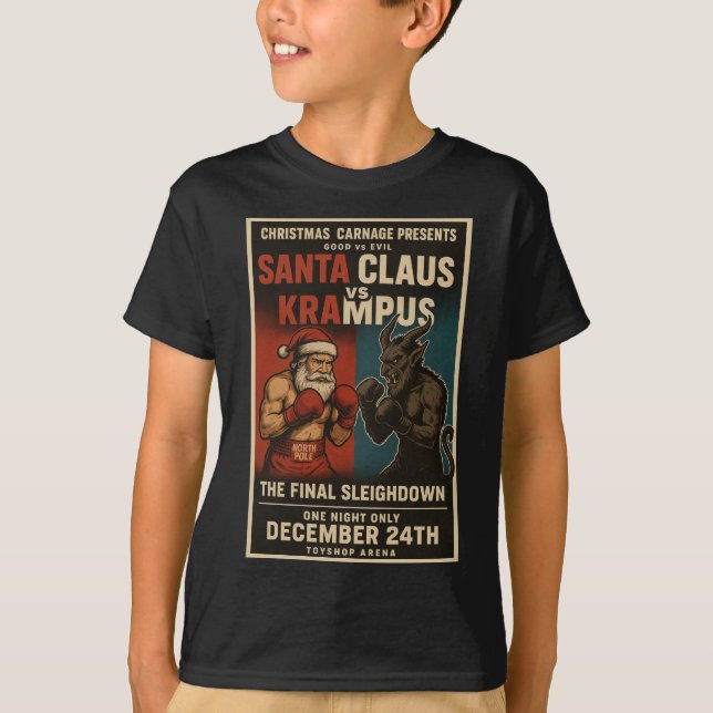Camiseta Santa vs Krampus Fight Night Christmas Shirt – Dar (Anverso)