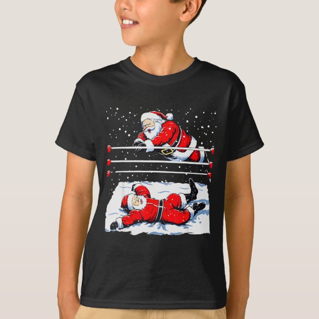 Camiseta Santa Wrestling Lover Wrestler Christmas Xmas Paja (Anverso)