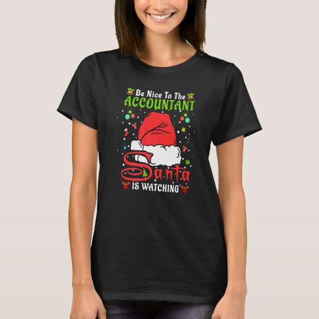 Camiseta Santa Xmas Pajamas Be Nice To The Accountant Chris (Anverso)