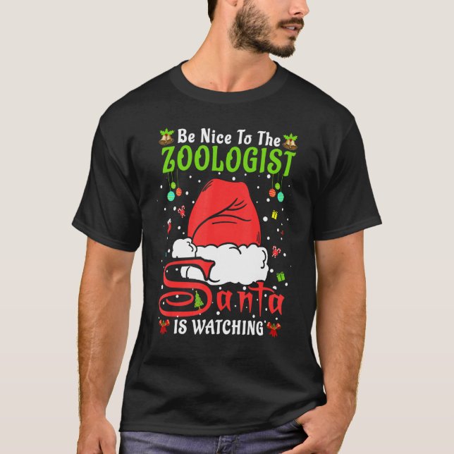 Camiseta Santa Xmas Pajamas Be Nice To The Zoologist Christ (Anverso)