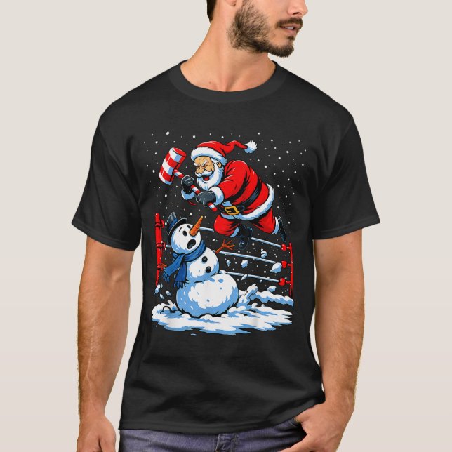 Camiseta Santa Xmas Snow Lights Wrestling Funny Wrestling C (Anverso)