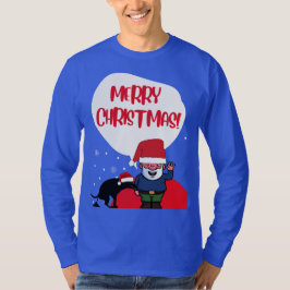 Camiseta Santa y el perro travieso divertida Feliz Navidad