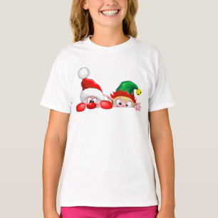 Camiseta Santa y elfo Personajes divertidos y lindos mirand