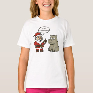 Camiseta Santa y hipopótamo divertidos y lindos de Navidad