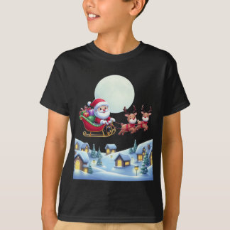Camiseta Santa y los Navidades de renos Tee de la noche mág