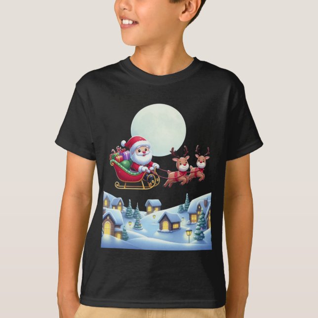Camiseta Santa y los Navidades de renos Tee de la noche mág (Anverso)