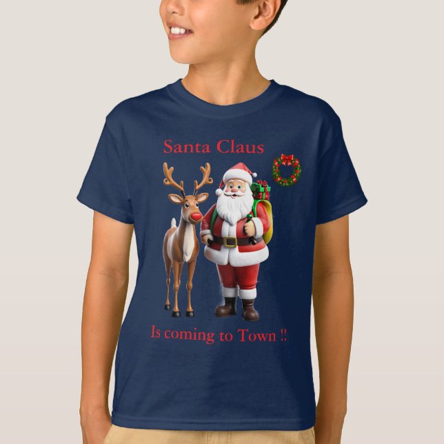 Camiseta Santa y Rudolf son renos de nariz roja (Anverso)