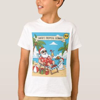 Camiseta Santa y Snowman en la playa