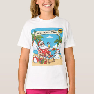 Camiseta Santa y Snowman en la playa