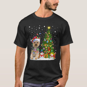 Camiseta Santa Yorkie perro iluminación árbol de Navidad Yo