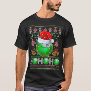 Camiseta Santas Billiard Ball Xmas Tree iluminó la fea Navi