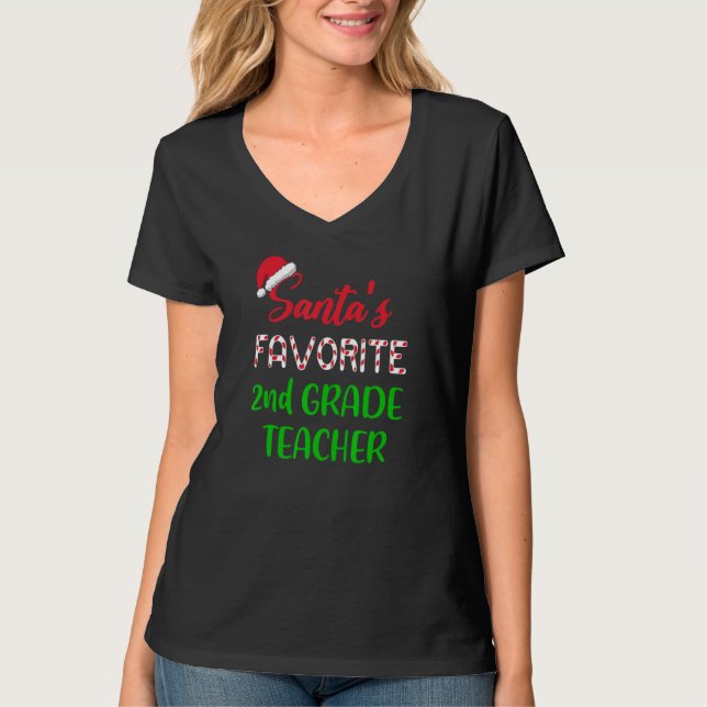 Camiseta Santas Favorite 2nd Grade Teacher     Chritsmas (Anverso)