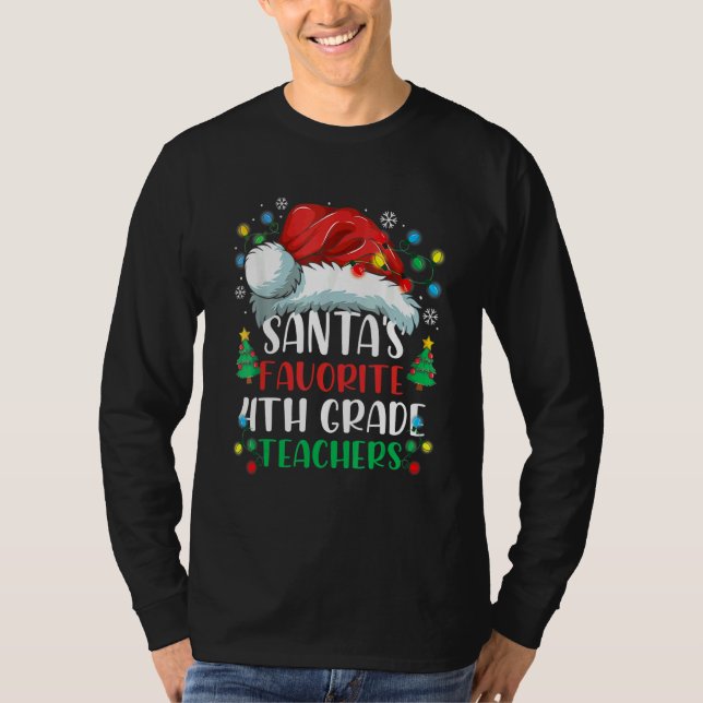 Camiseta Santa's Favorite 4th Grade Teacher Christmas Santa (Anverso)