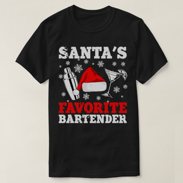 Camiseta Santas Favorite Bartender Christmas (Diseño del anverso)