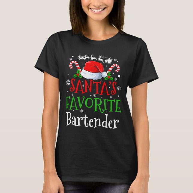 Camiseta Santa's Favorite Bartender Christmas Party  (Anverso)