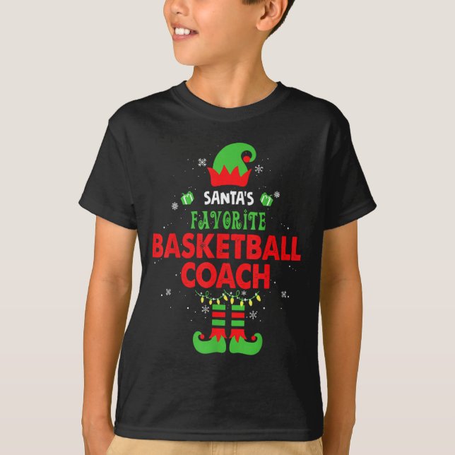 Camiseta Santa's Favorite Basketball Coach Funny Elf Family (Anverso)