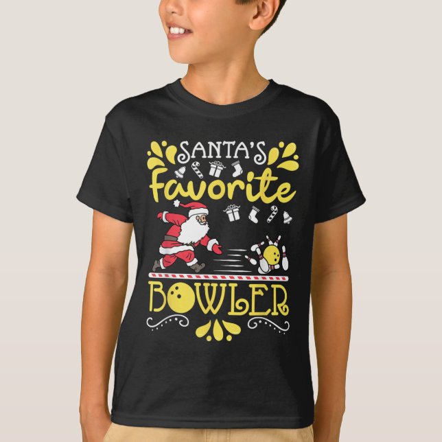 Camiseta Santa's Favorite Bowler Santa Claus Bowling Christ (Anverso)