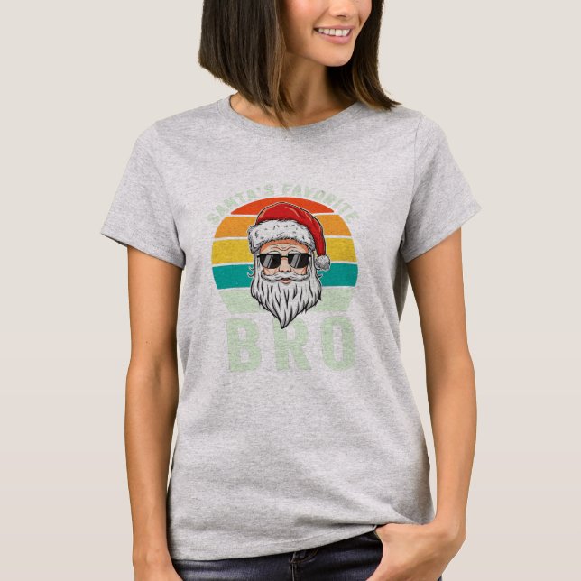 Camiseta Santa's Favorite Bro Brother Boys Funny Christmas (Anverso)