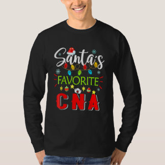 Camiseta Santa's Favorite CNA Nurse Xmas Light Santa Hat Ch