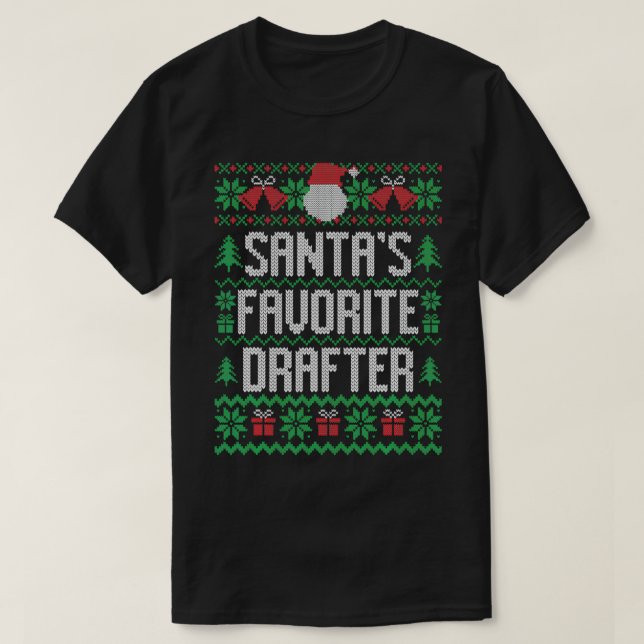 Camiseta Santa's Favorite Drafter, Funny Knitted Christmas  (Diseño del anverso)