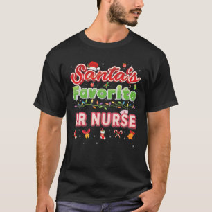 Camiseta Santa's Favorite ER Nurse Christmas Santa Hat Ligh