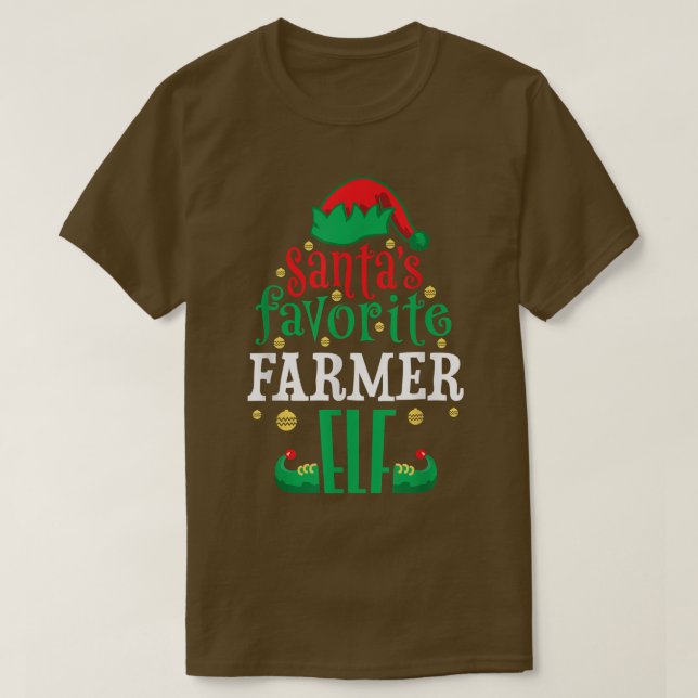 Camiseta Santas Favorite Farmer Elf Christmas Matching  (Diseño del anverso)