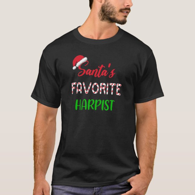 Camiseta Santas Favorite Harpist   Funny harp Christmas Paj (Anverso)